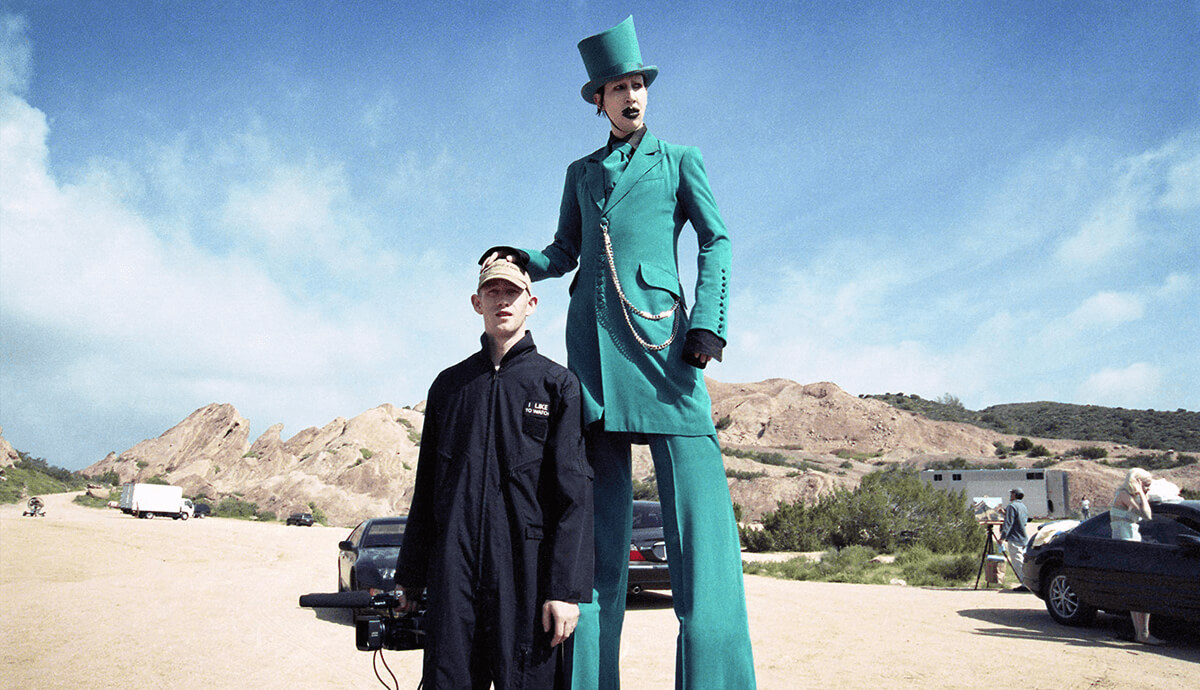 PEROU et Marilyn Manson sur le tournage de mOBSCENE